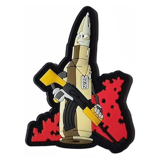 7.62mm Bullet PVC Airsoft Patch 7.62 x 39mm Ammunition Softair Velcro Patch