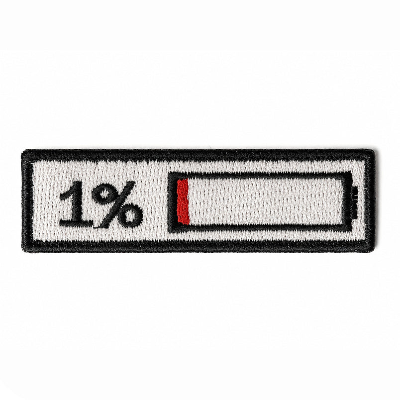 1% Battery Low Battery Patch Embroidery Hook & Loop Patch