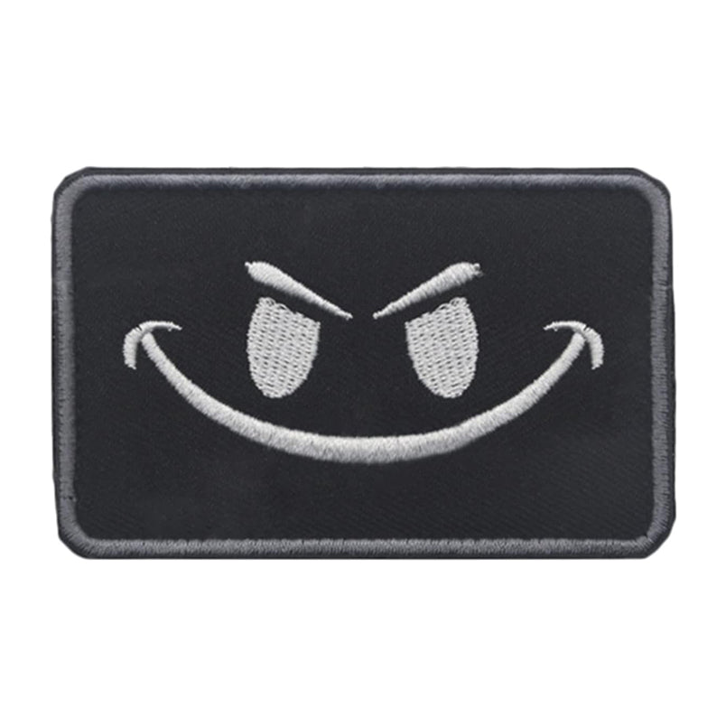 Evil Smiley Stoff Airsoft Patch Lachender Smiley Softair Klett Aufnäher Schwarz