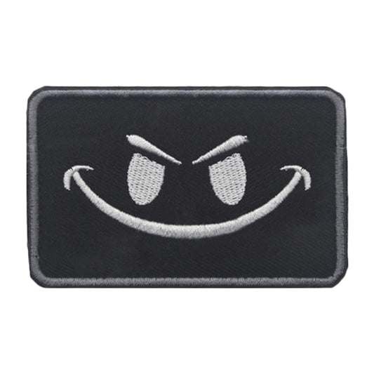 Evil Smiley Stoff Airsoft Patch Lachender Smiley Softair Klett Aufnäher Schwarz