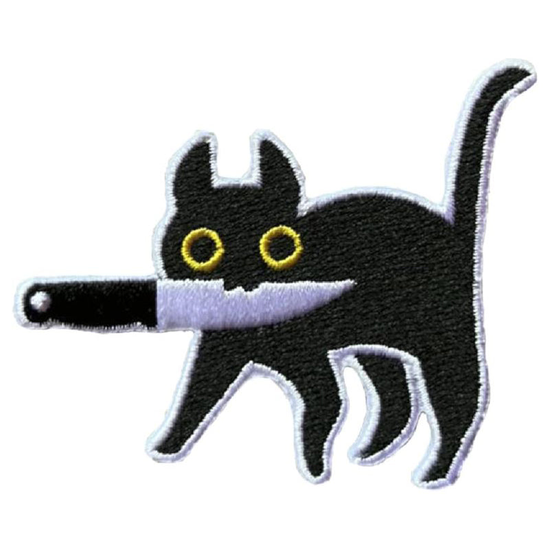 Cat with Knife Bushcraft Patch Knife Cat Survival Velcro Patch