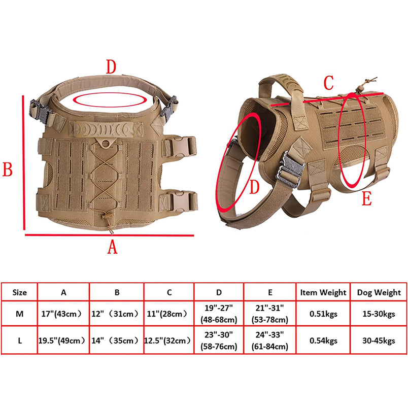 Molle Lasercut Police Dog Harness Harness for Dogs