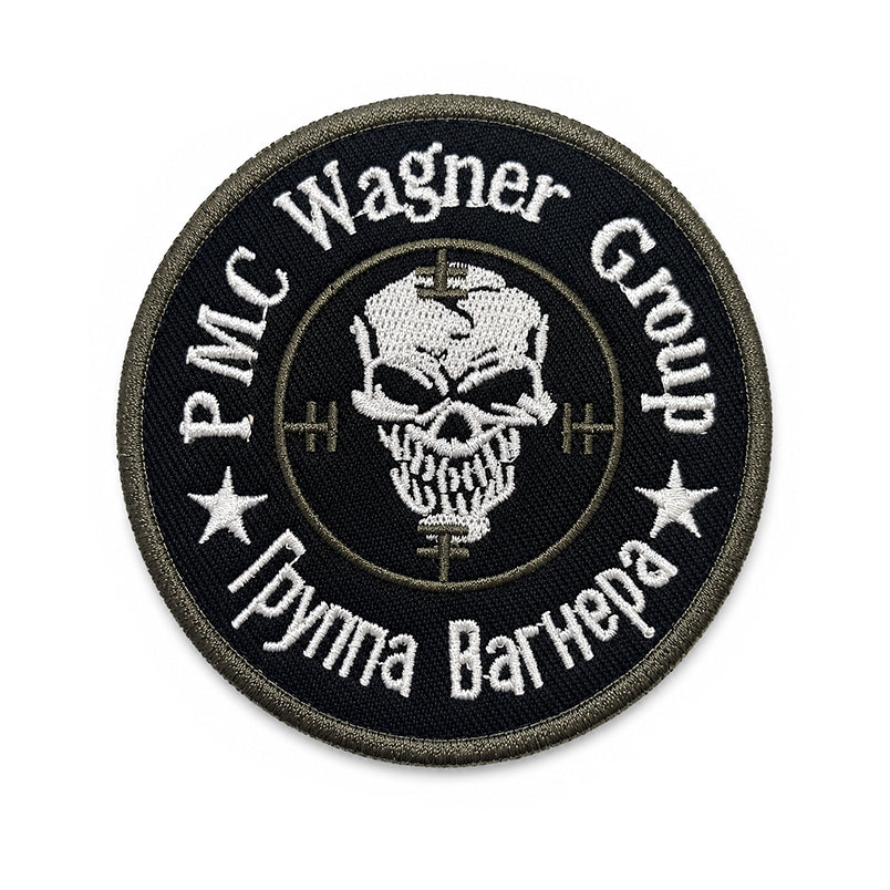 PMC Wagner Group Totenkopf Fadenkreuz Patch Oliv Embroidery Nylon Klett Aufnäher