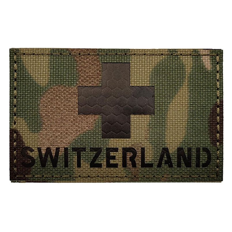 Switzerland Flag Velcro Patch Swiss IR Velcro Patch Switzerland Multicam