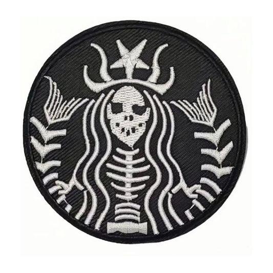 Starbucks Skull Mermaid Bushcraft Fabric Patch Skull Airsoft Velcro Patch