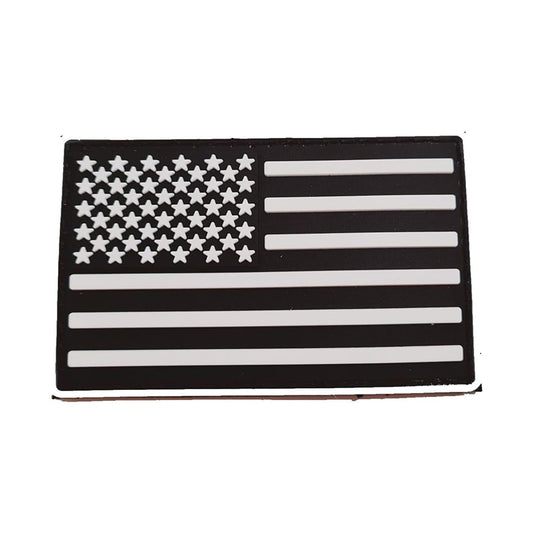 USA Flag PVC Airsoft Patch US Flag Softair Velcro Patch Black White