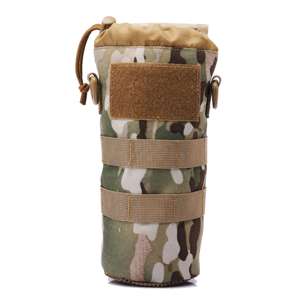 Foldable MOLLE bottle pouch – 1000D nylon water bottle holder with drawstring and Velcro cover (0.5–1L)