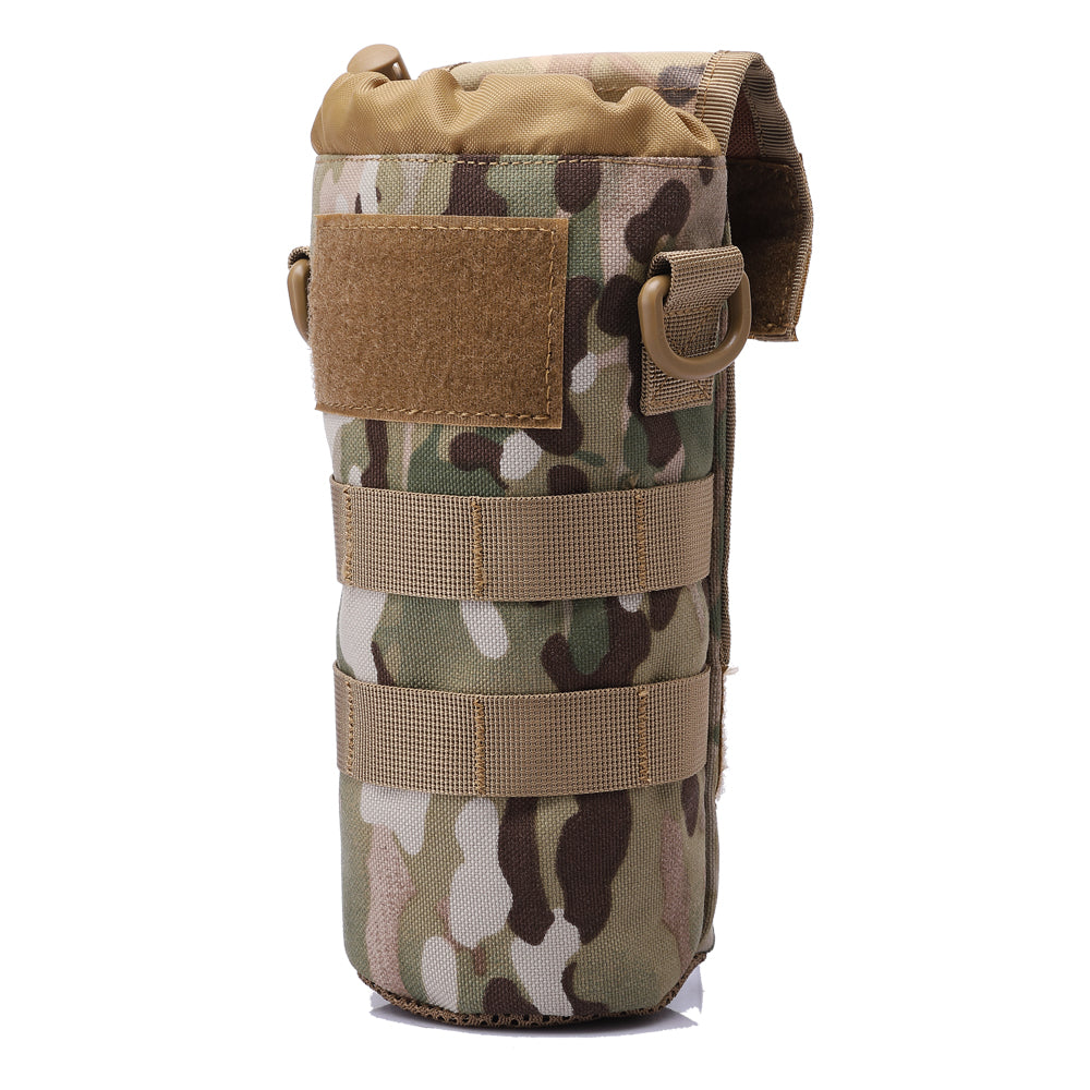 Foldable MOLLE bottle pouch – 1000D nylon water bottle holder with drawstring and Velcro cover (0.5–1L)