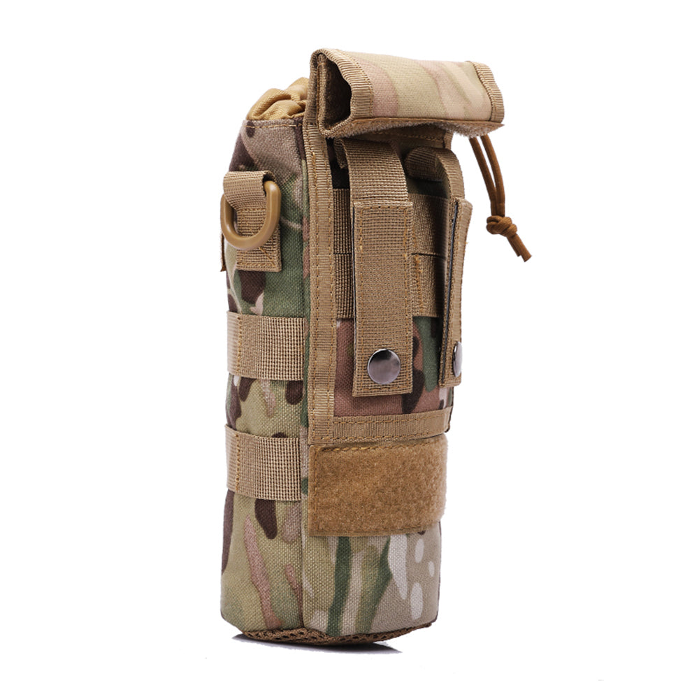 Foldable MOLLE bottle pouch – 1000D nylon water bottle holder with drawstring and Velcro cover (0.5–1L)