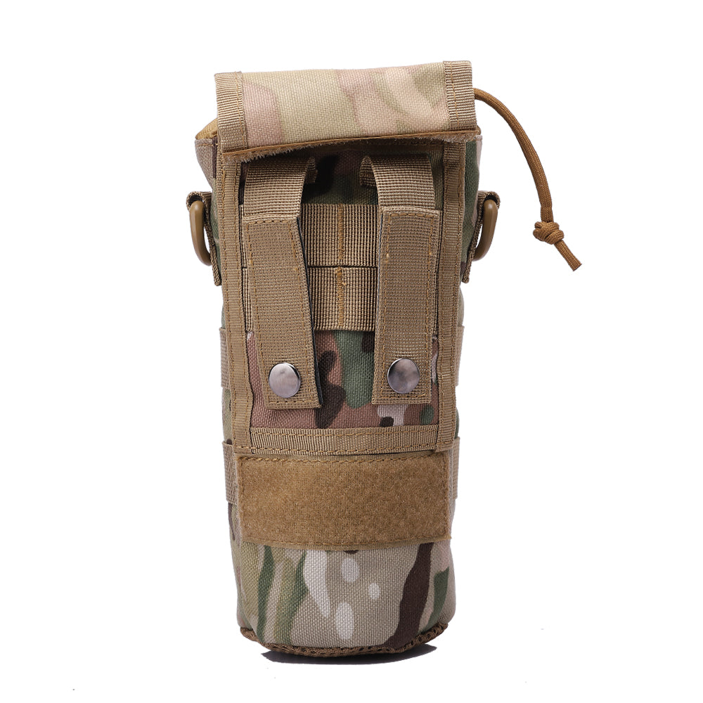Foldable MOLLE bottle pouch – 1000D nylon water bottle holder with drawstring and Velcro cover (0.5–1L)