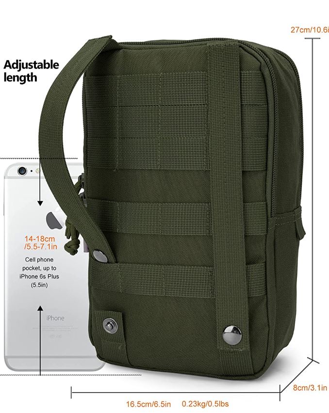 Tactical MOLLE bag large – 27cm utility pouch with 2 compartments