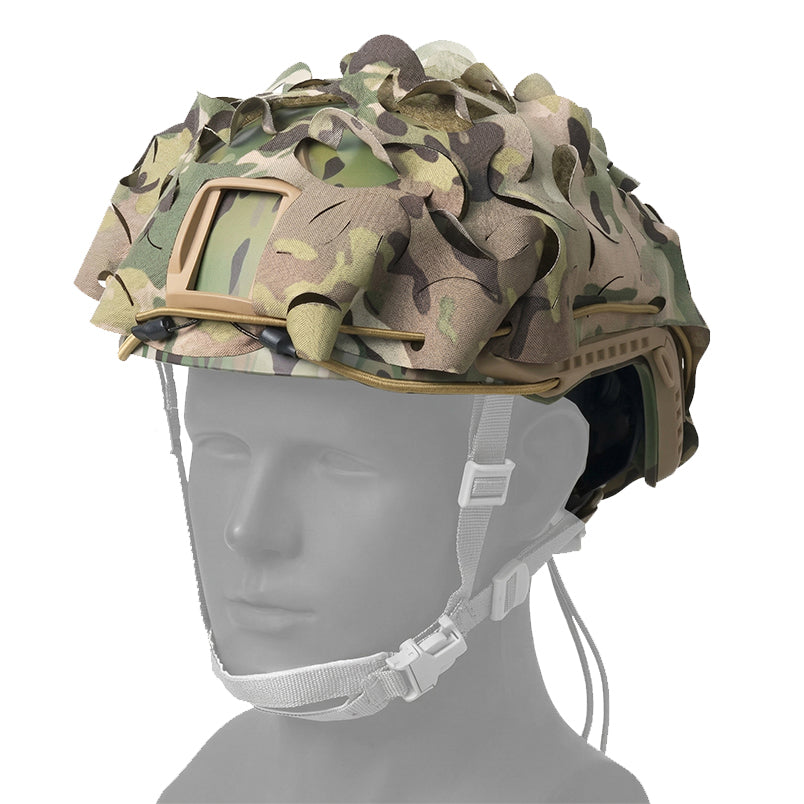 3D Leaf Helmet Cover Multitarn – Laser Cut Helmet Camouflage Net for FAST / MICH | Tactical Scrim Cover