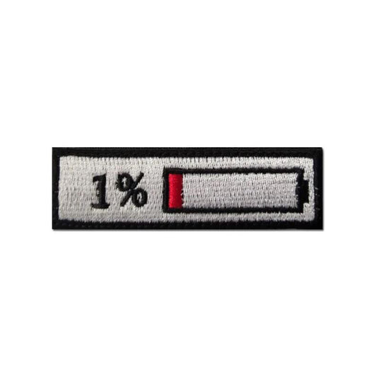 Batteriestand 1% Airsoft Patch Low Phone Battery Charge Softair Stoff Klett Aufnäher