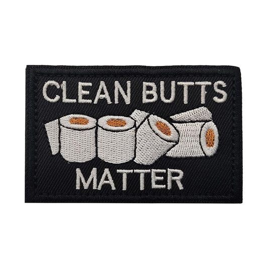 Clean Butts Matter Airsoft Patch Toilettenpapier Krise Covid 19 Klett Aufnäher