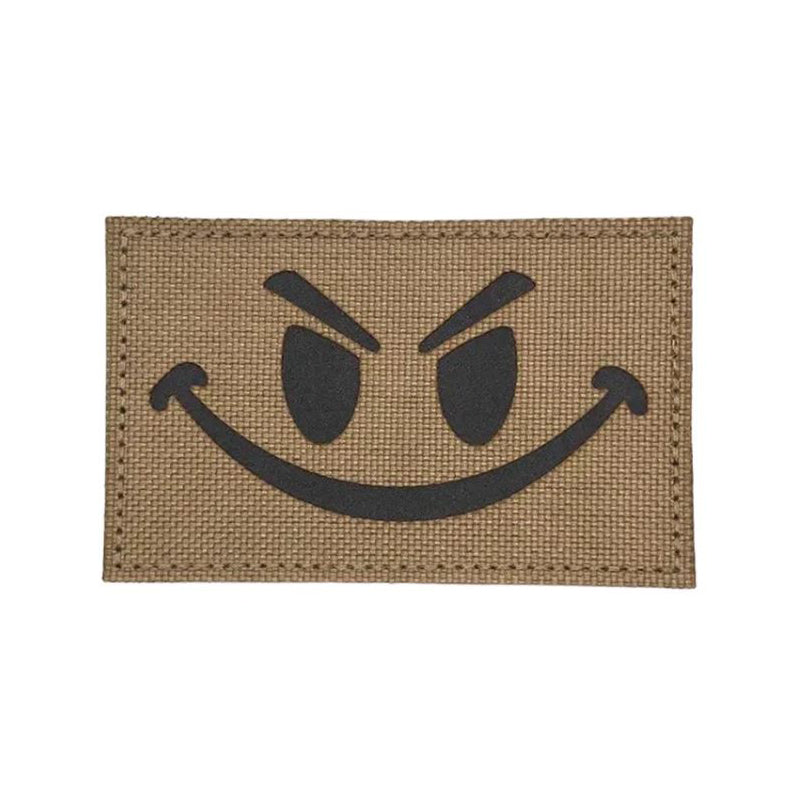 Evil Smiley IR Airsoft Patch Softair Infrarot Klett Aufnäher Sandfarben