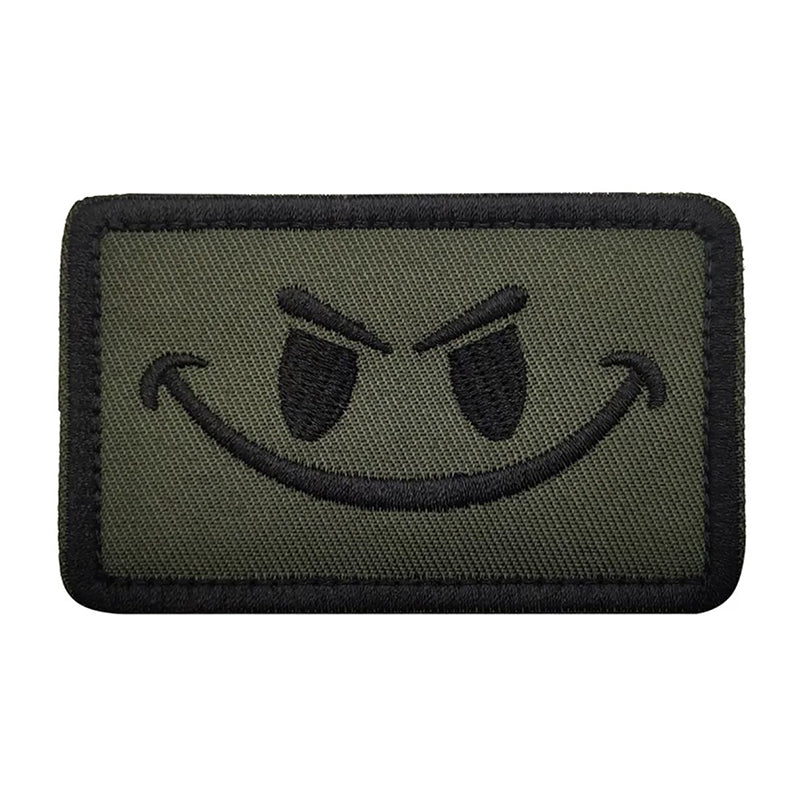 Evil Smiley Fabric Airsoft Patch Laughing Smiley Softair Velcro Patch Olive