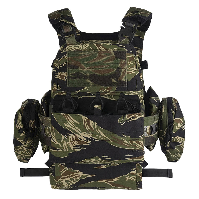 FCPC V5 Plate Carrier Full Set Replica – Modular Tactical Plate Carrier incl. Trauma Roll & GP Pouches | Tiger Stripe Camo
