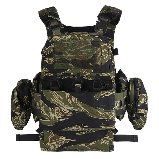 FCPC V5 Plate Carrier Full Set Replika – Modularer Tactical Plattenträger inkl. Trauma Roll & GP Pouches | Tiger Stripe Camo
