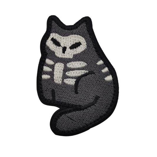 Halloween Skeleton Cat Airsoft Patch Katze Skelett Kostüm Softair Klett Aufnäher