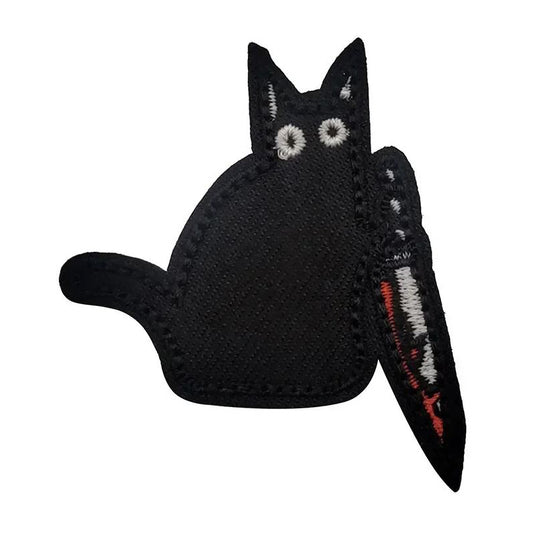 Katze mit Messer Airsoft Patch Knife Cat Softair Klett Aufnäher