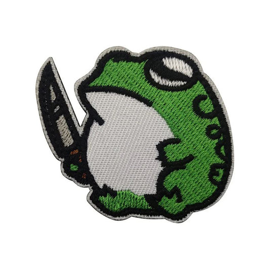 Knife Frog Airsoft Patch Frosch mit Messer Softair Klett Aufnäher