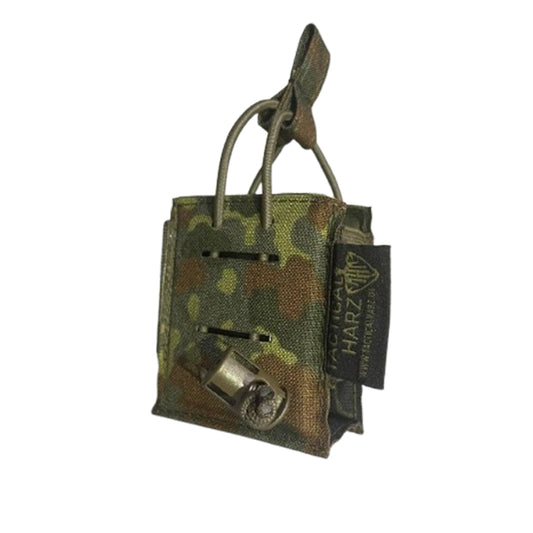 Kompakte Funkgerät-/Zubehörtasche MOLLE – handgefertigt im Harz – 5-Farben-Flecktarn