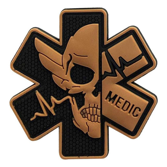 Medic Star Totenkopf Airsoft PVC Patch Sanitäter Stern Softair Aufnäher