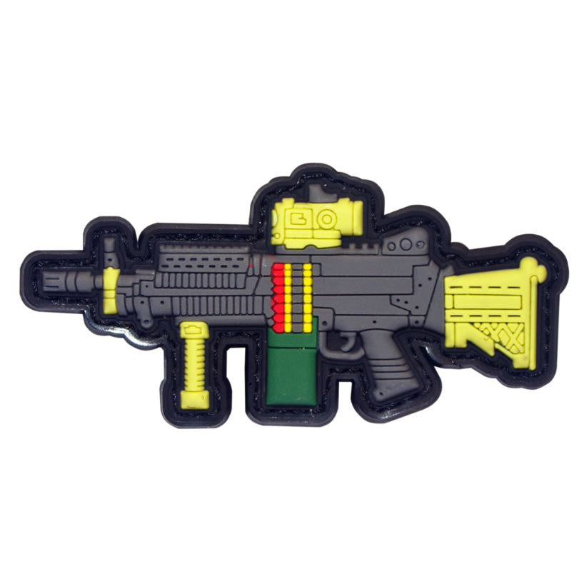 Miniatur M249 SAW LMG Airsoft PVC Patch Maschinengewehr Softair Klett Aufnäher