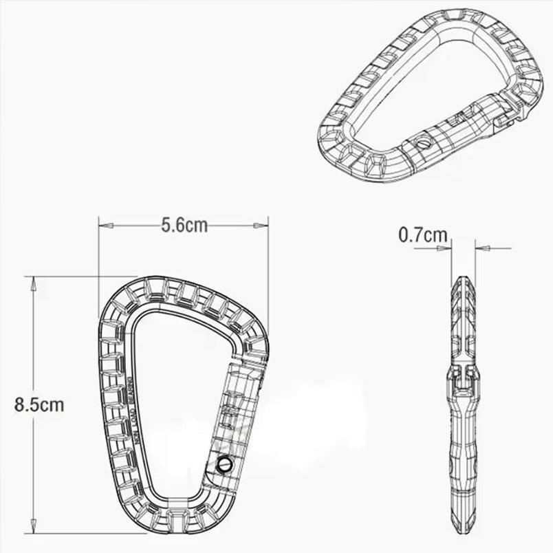 Molle Tactical Karabinerhaken Outdoor Karabiner aus Kunststoff