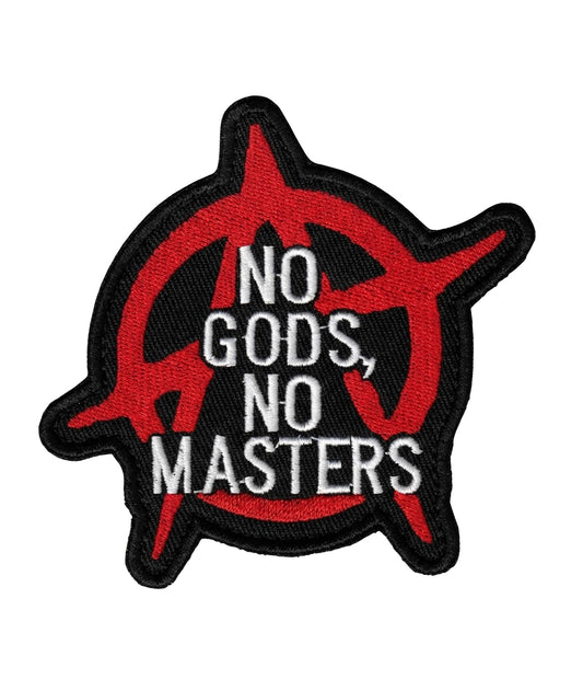 No Gods No Masters Anarchists Velcro Patch Anarchy Symbol Hook and Loop Patch