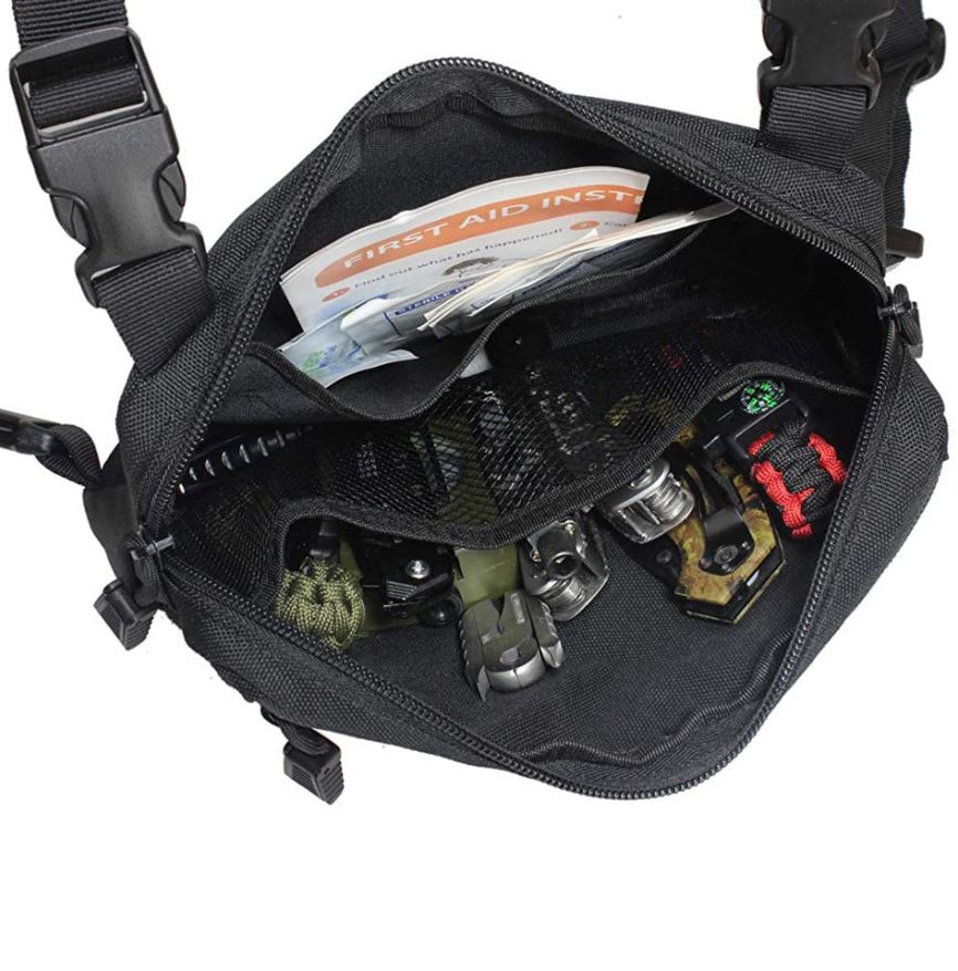 TOPTACPRO Tatcical Chest Rig Bag Chest Recon Bag MOLLE Adjustable Shou