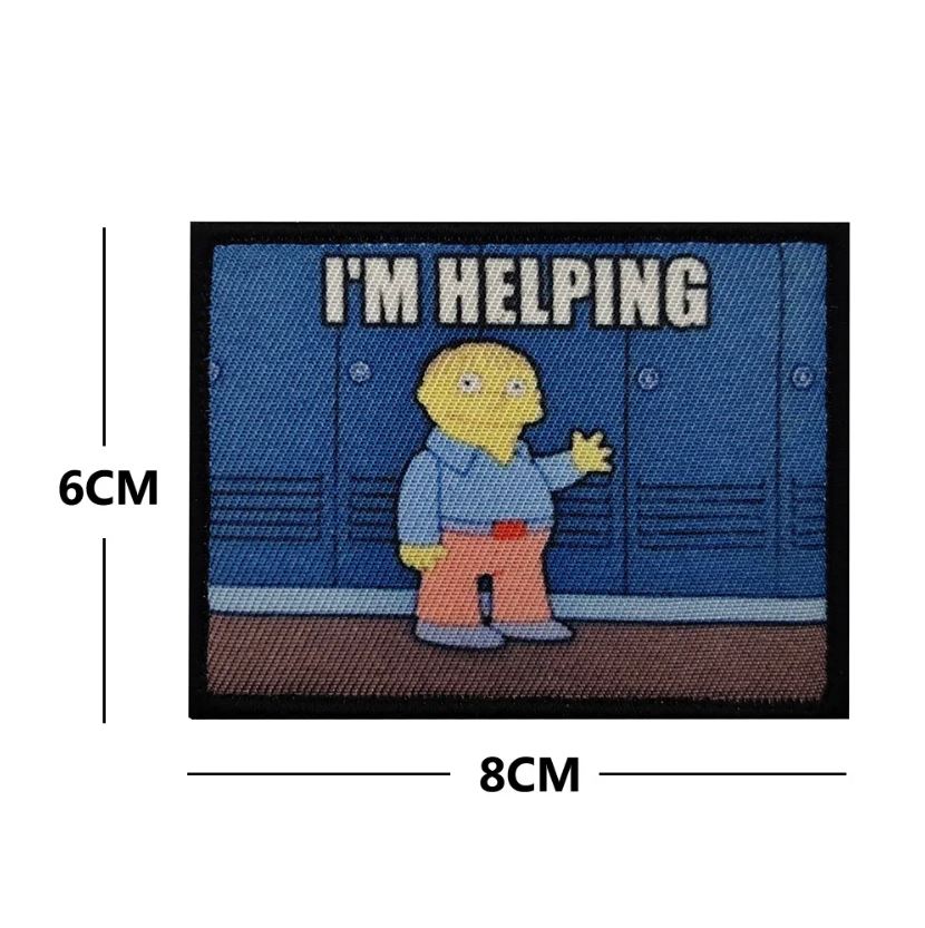 Simpsons Ralph Wiggum Softair Klett Aufnäher I'm Helping Airsoft Patch ...