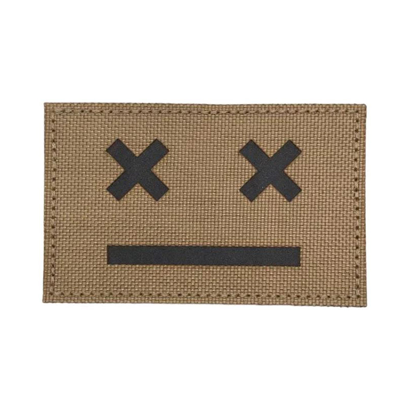 Dead Smiley IR Airsoft Patch Softair Infrarot Klett Aufnäher Sandfarben