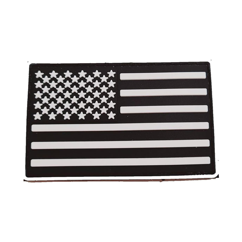 USA Flagge PVC Airsoft Patch US Fahne Softair Klett Aufnäher Schwarz Weiß