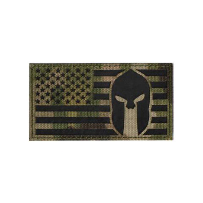 USA Spartan Flag IR Airsoft Patch US Infrarot Fahne Softair Klett Aufnäher Multicam