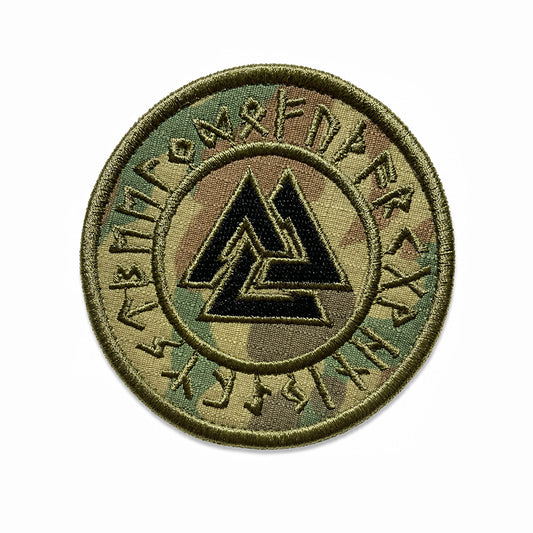 Valknut Rune Patch Multicam Ripstop Embroidery Hook and Loop Fastener Patch