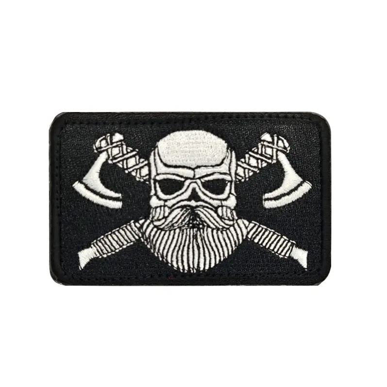 Wikinger Totenkopf Axt Aufnäher Viking Axe Klett Patch