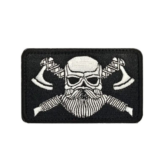 Wikinger Totenkopf Axt Aufnäher Viking Axe Klett Patch