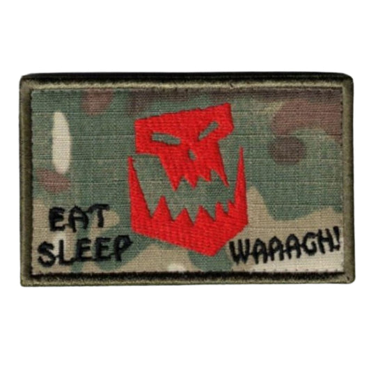 Warhammer Orks Velcro Patch Eat Sleep WAAAGH! Multicam Klett Aufnäher